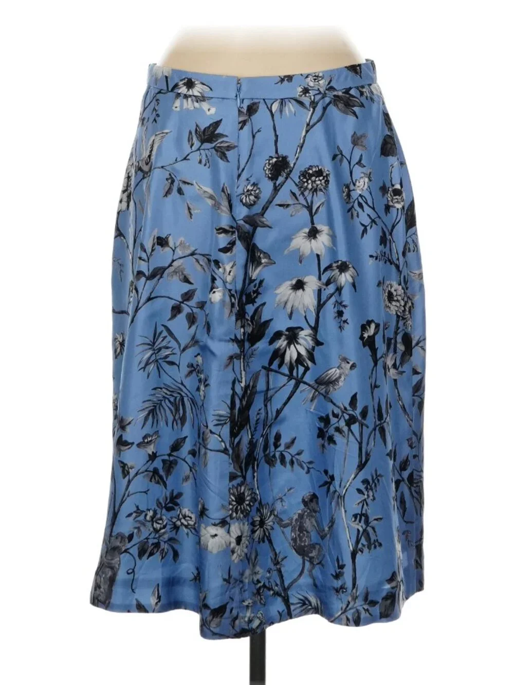 J.Crew 100% Silk Skirt - Blue Floral/Tropical Print